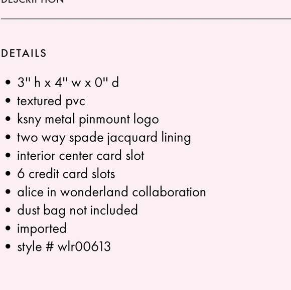 ♠️♥️KATE SPADE 🐇 ♣️♥️ALICE CARD HOLDER 🍀 - Picture 5 of 5